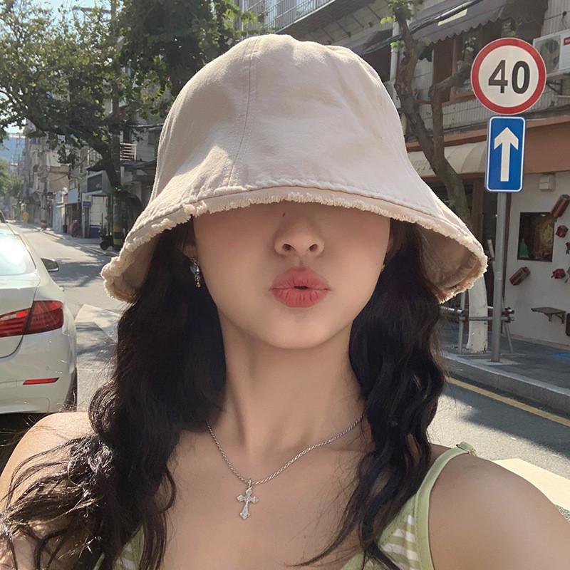 Elegant Bucket Cotton Hat For Women Summer Japanese Style Sun Protection Hat