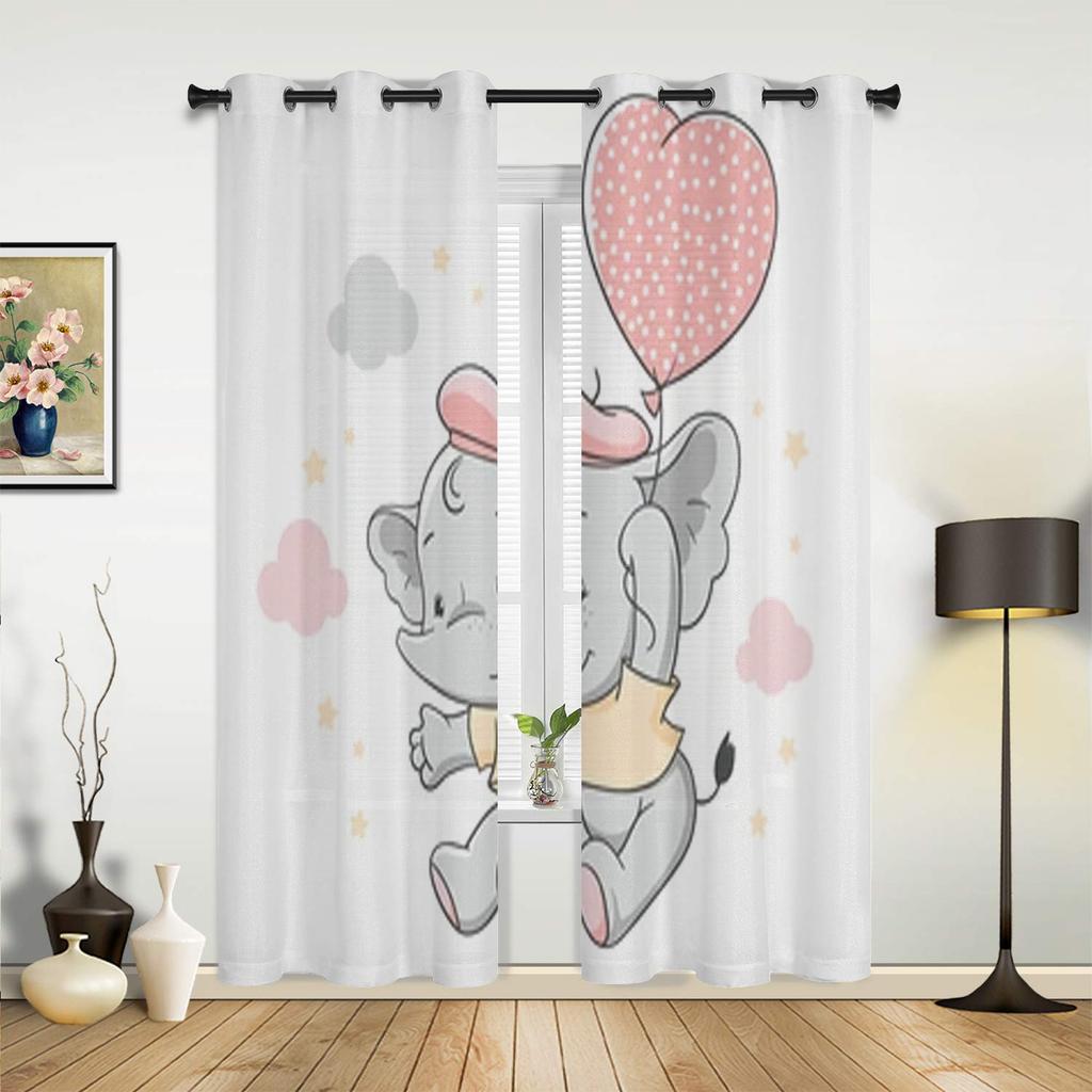 Słodki Słonik Z Różowym Balonem Zasłony Okien Do Salonu Luksusowy Wystrój Sypialni Zasłony Okien Kuchennych