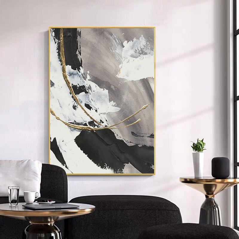 Modern Golden Grey Canvas Painting Decoration Poster Print For Living Room Bedroom Office Abstract Picture Wall Art Home Decor