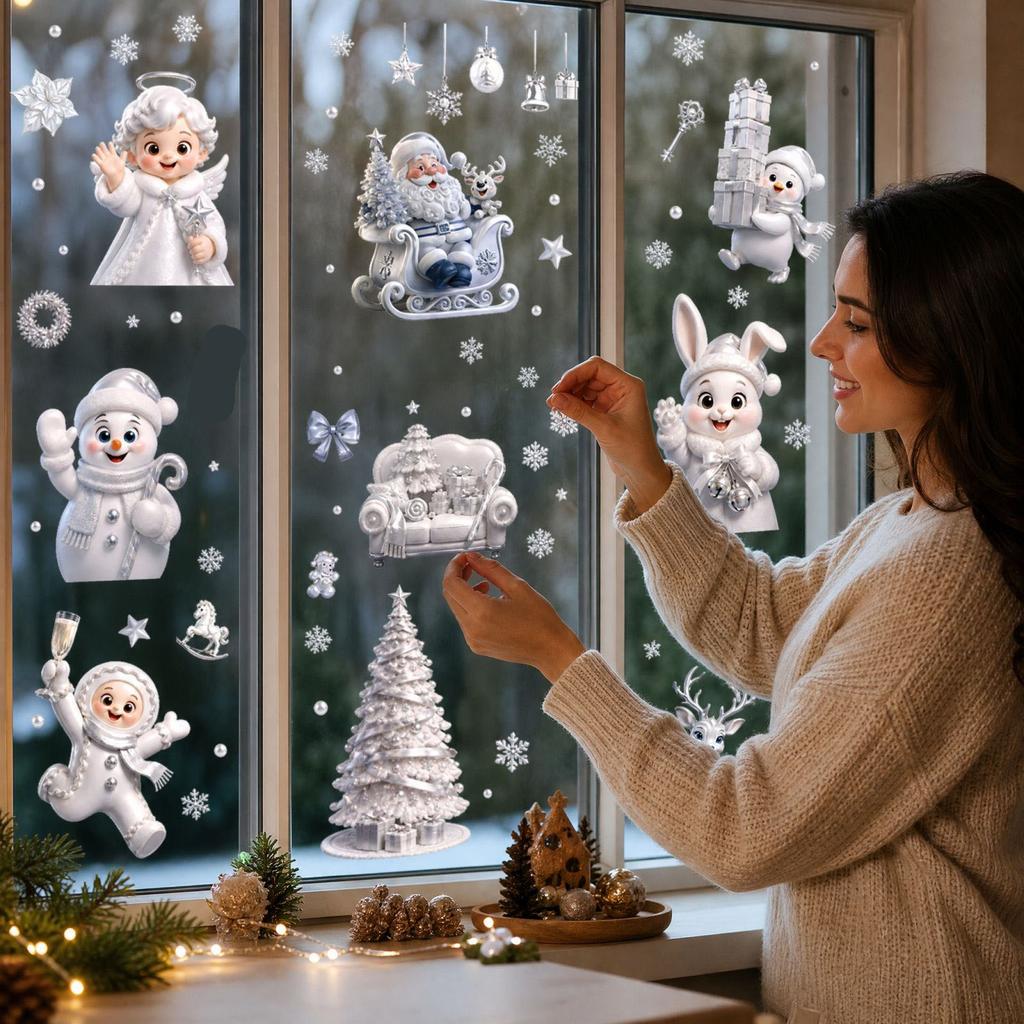 Christmas Window Sticker Set for Glass Holiday Decorations