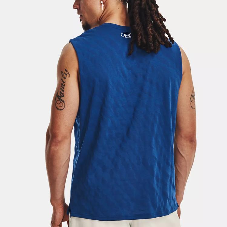 Under Armour Project Rock Printed Pullover Training Vest Men Tops Phantom-Blue 1379019-471