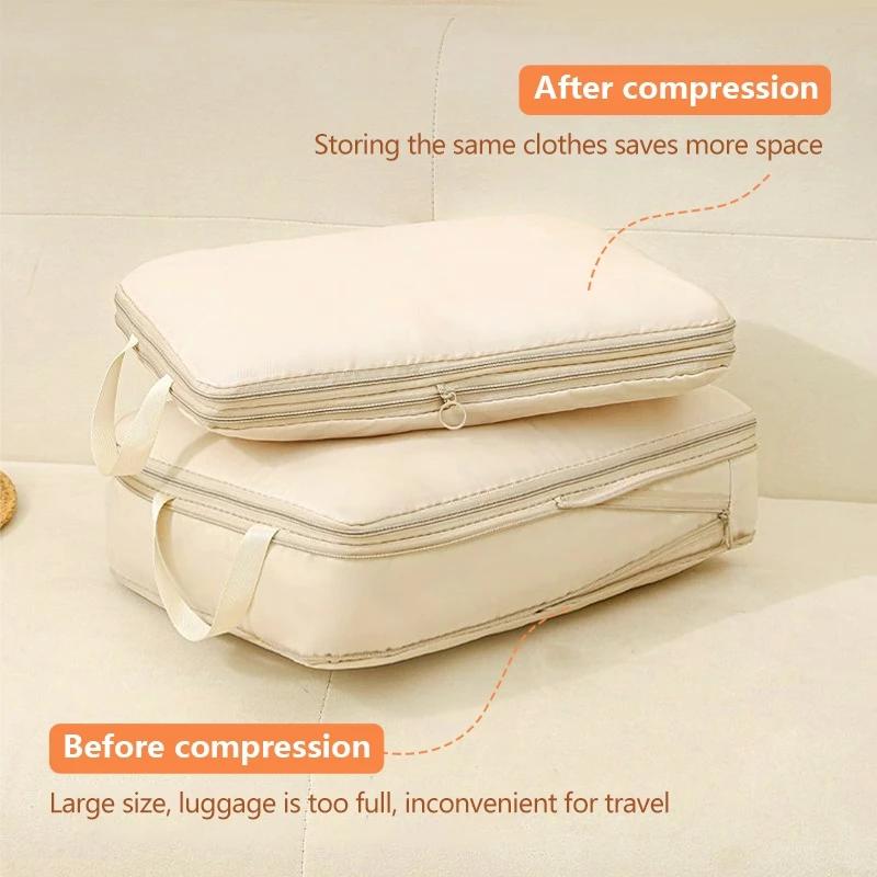 Set de 4 bucăți Geantă de depozitare de călătorie Geanta de depozitare pentru bagaje cu compresie Cub de ambalare cub de ambalare Cuburi de ambalare