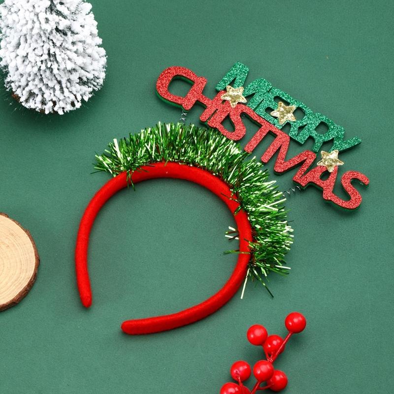 Set of 4 Sparkling Christmas Letter Headbands Christmas Letters Headbands for Girl Christmas Hair Accessories for Women