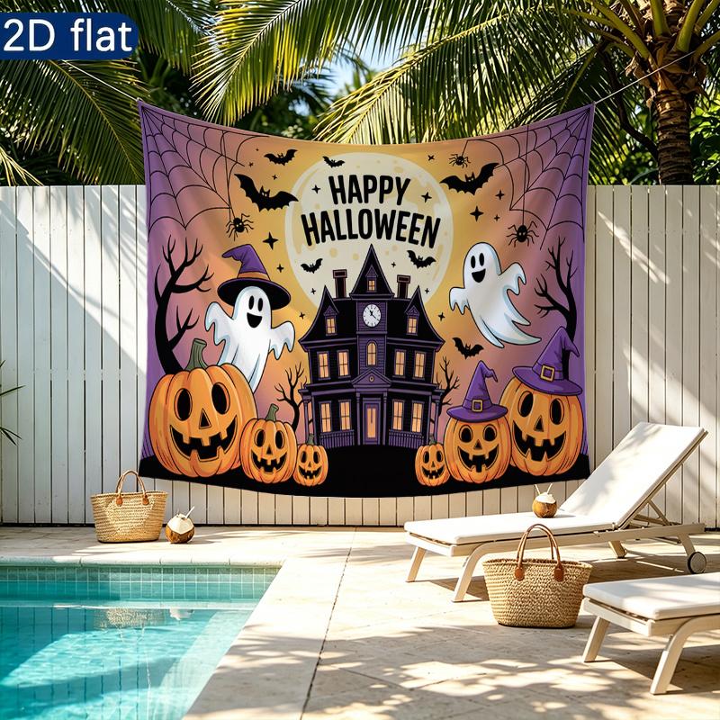Party Backdrop Halloween Flat Banners Pumpkin Ghost Spooky Celebrations Wedding Enthusiasts Photo Booth Decor Front Door Decor