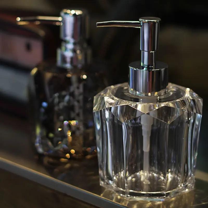 Sticlă cu pompă de înaltă calitate pentru hotel, 220 ml, sticlă de loțiune cu design de diamant, sticlă de uz casnic cu separare, accesorii pentru baie, dozator de săpun