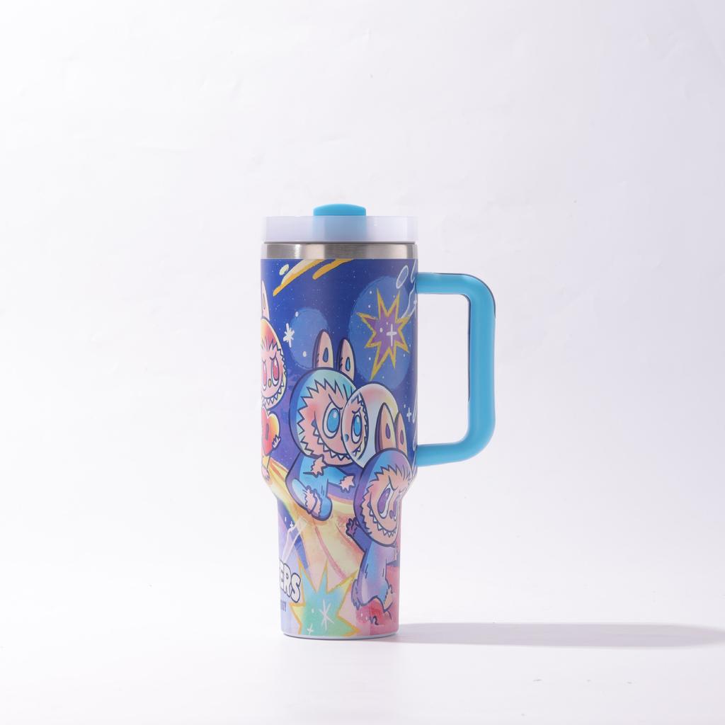 0oz Car Cup Thermos Cup Bingba Cup with Handle Strap Straw Cup