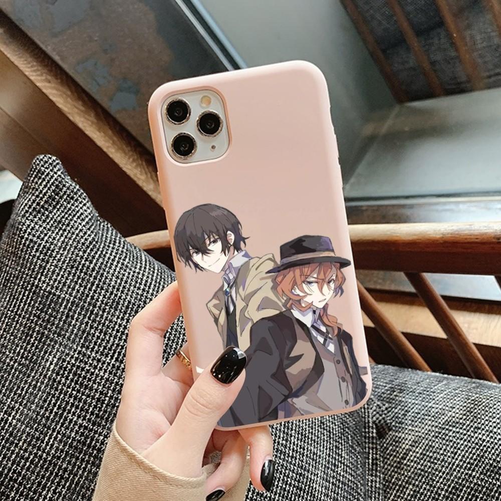 Anime Bungou Stray Dogs Phone Case for iPhone 14 11 12 13 Mini Pro Xs Max 8 7 6 6S Plus X XR Solid Candy Color Case