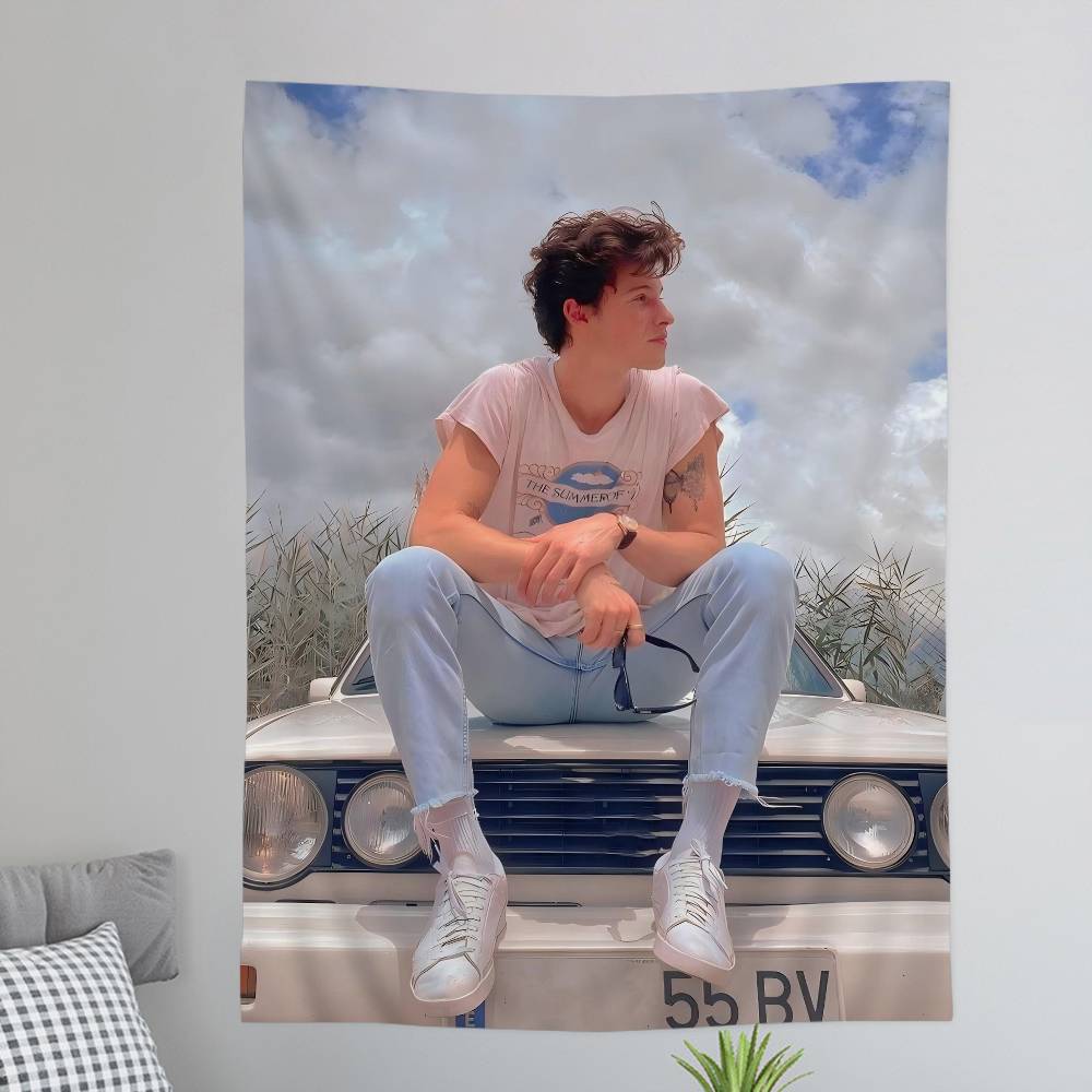 Classic Sshawn Mmendes Cartoon Tapestry Hippie Flower Wall Carpets Dorm Decor Art Home Decor