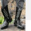 Hand Embroidered Western Cowboy Boots Men's Boots Western Cowboy Boots  Embroidered Sleeve Boots Retro Square Boots