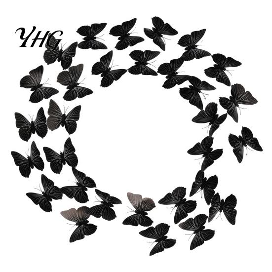 Halloween Theme Wall Accents 12Pcs 3D Black Butterfly Stickers, Removable PVC Decals for DIY Stickers Home Decor Party Decor, Self Adhesive