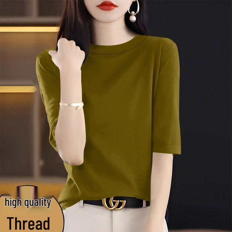 

Women s Slim-Fit Five-Sleeve Round Neck Top 3XL (Recommended for 140-155 jin)