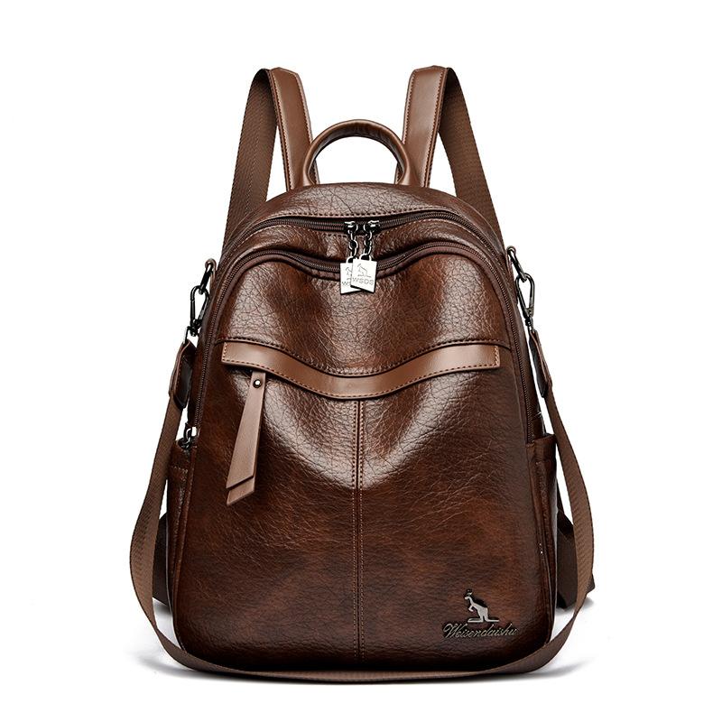 Vintage PU Backpack Women s Backpack Large Capacity Travel Backpack