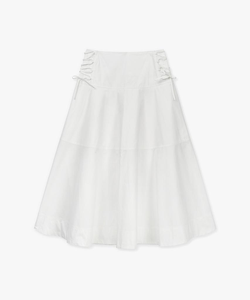 Mongdol Pima Cotton Lace-Up Maxi Skirt White Mdsk035White