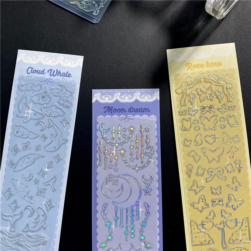 Sticker PET cu Ștanțare Aurie Laser Meduză Fluture de Vis Decalcomanii de Decor DIY pentru Cameră, Căști, pentru Toploader, Suport Card B5