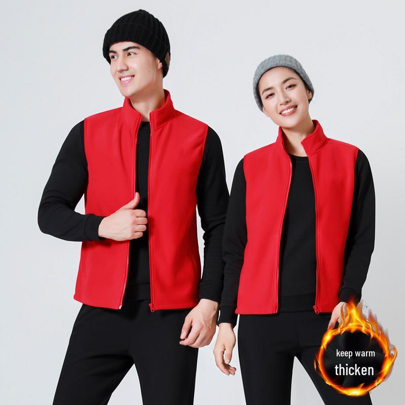 

Унисекс осенне-зимний флисовый жилет большого размера со стойкой и печатью логотипа на заказ XXXL