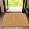 A Welcome Mat with a Solid Brown Base, Featuring a Thickness of 1.19 Cm And Weighing 600 Grams Per Square Meter. This Polyester Non-Slip Mat Is Machin