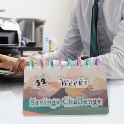 Taşınabilir 52 Haftalık Bütçe Bağlayıcı Tasarruf Mücadelesi Finansmanı Kolaylıkla Yönetin Gevşek Yapraklı Güvenli Kapanış