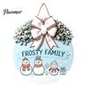Indoor Outdoor Porch Ornament Christmas Wooden Welcome Sign for Front Door, Round Hanging with Handmade Craft Artificial Pine Branches & Bow
