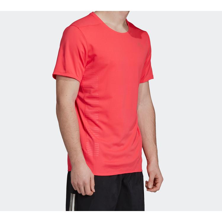 Adidas T Shirts Men's Red Crew Neck Moderate Straight Fit DQ1852