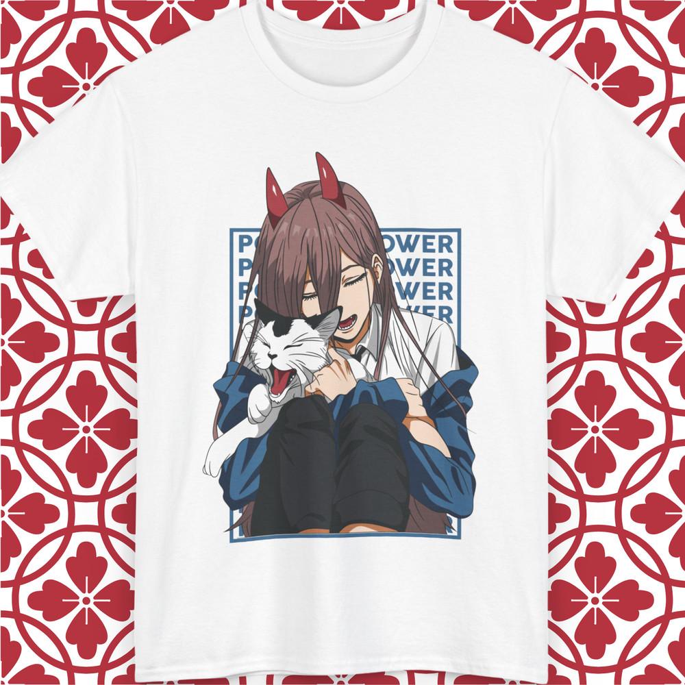 Power Chainsaw Man Anime T-Shirt Denji Pochita Unisex Waifu Aki Black White S-5X