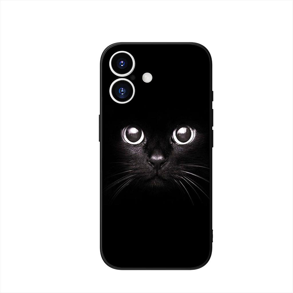 Blue Cat Green Eyes Meow Phone Cover Case for Apple iPhone 16 15 14 Plus 13 12 Mini 17 Pro Max + 16E Air 16+ ProMax Casing