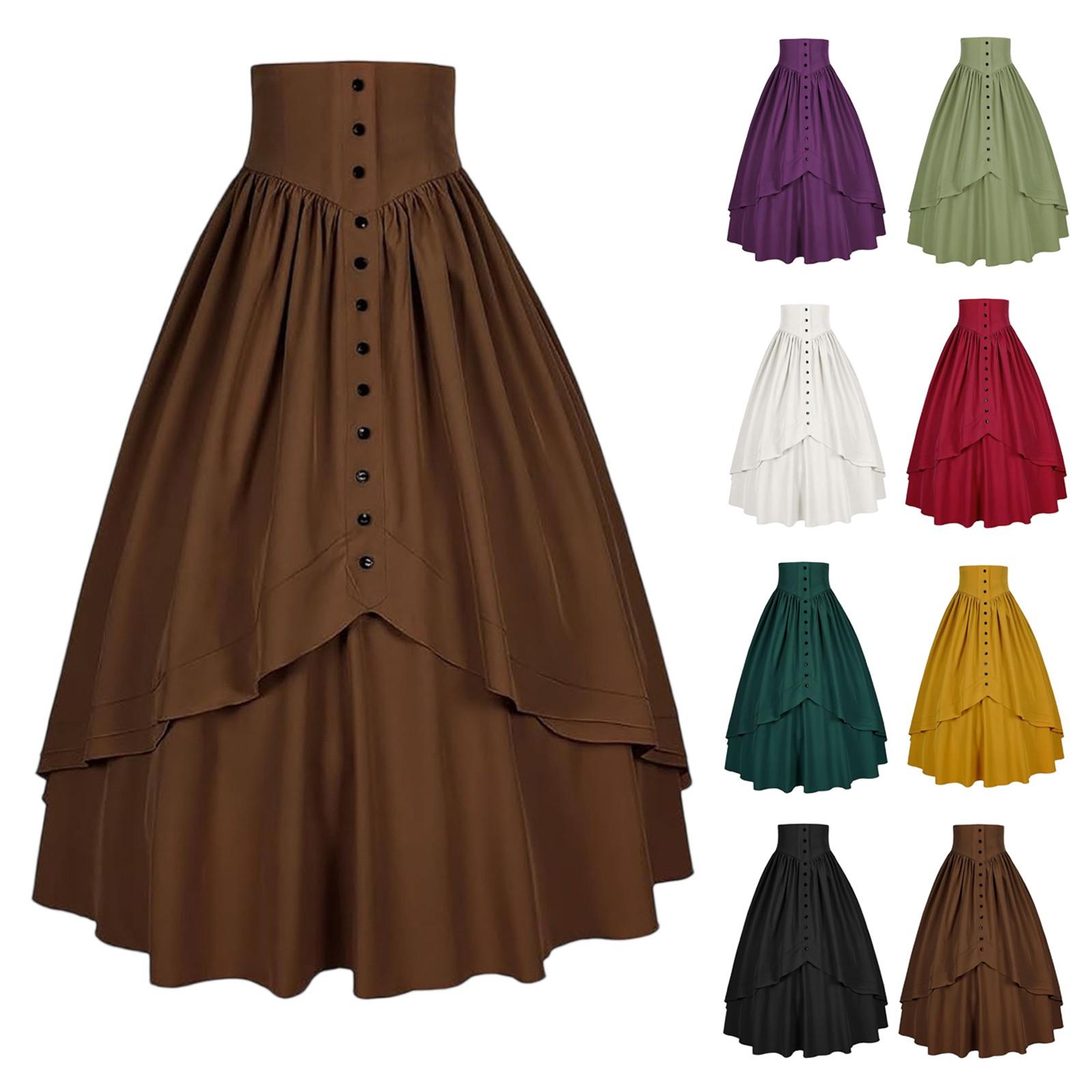 

Womens Maxi Skirt Drawstring High Waisted Summer Long Skirts Lightweight Tiered Flowy Floral Pleated Skirts L чорний