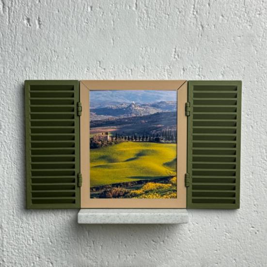 Mediterranean Window Photo Key Holder, Wall Mount Picture Frame Key Hanger, Decorative Window Key Hook Rack for Home, Office