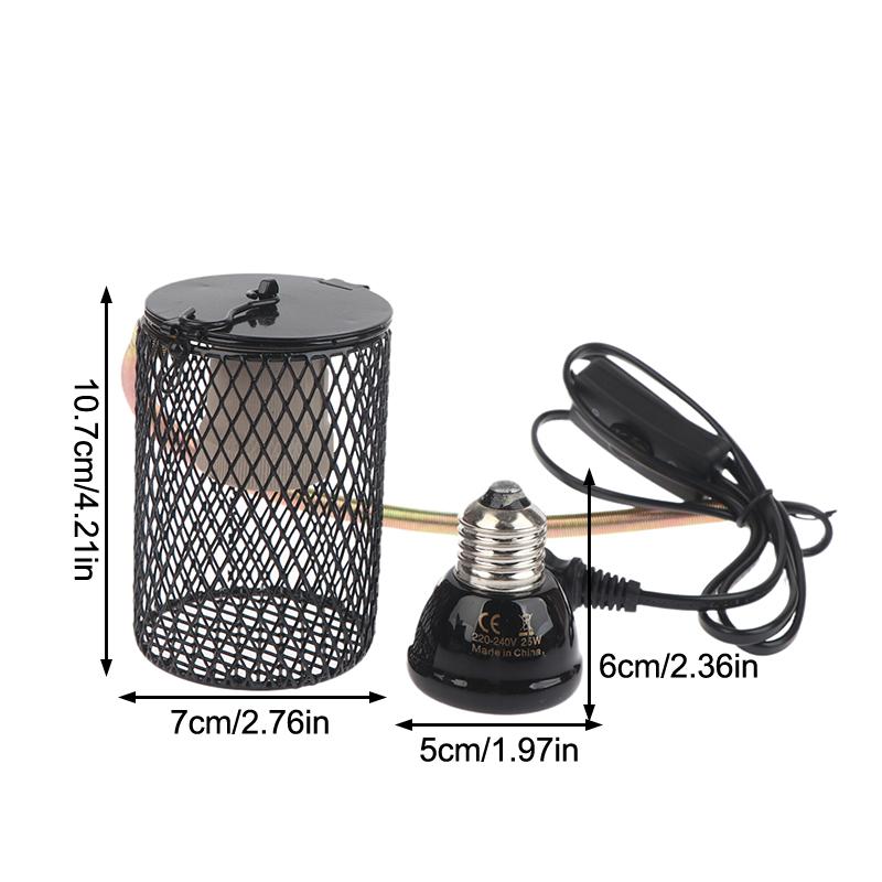 E27 Pet Heating Lamp With Anti-Scalding Lampshade For Turtle Snake Lizard Infrared Ceramic Emitter Heat Light 25/50/75/100W