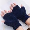 Women's Cute Fingerless Plush Gloves – Warm Nylon Mink Velvet for Autumn and Winter