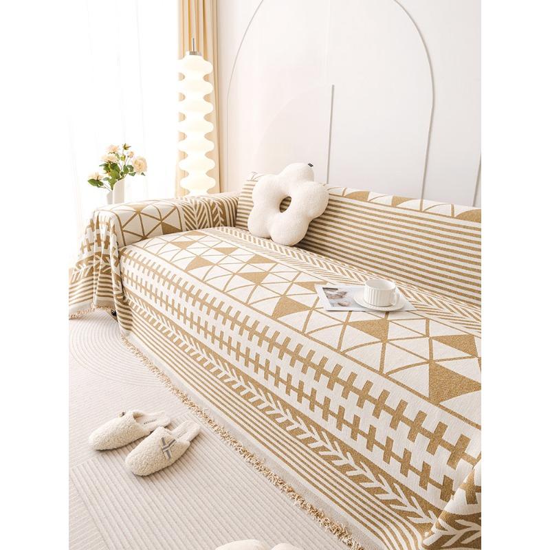 Husă de canapea din șenilă Prosop de canapea din pânză Stil minimalist Husă completă dintr-o bucată pentru toate anotimpurile Pătură de canapea rezistentă la praf pentru camera de zi