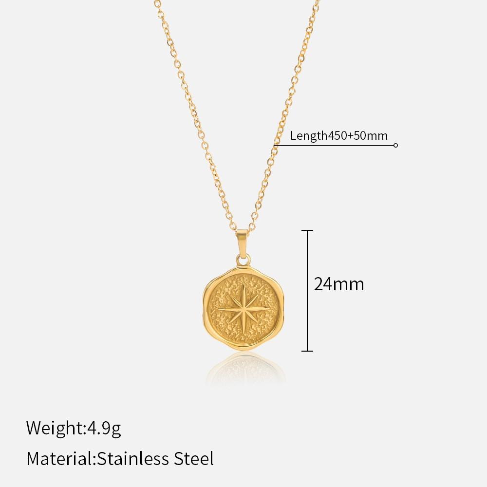 Trendy Star Moon Titanium Steel Necklace Women Small Pendant Jewelry 14K Gold Plated Fashion Gift