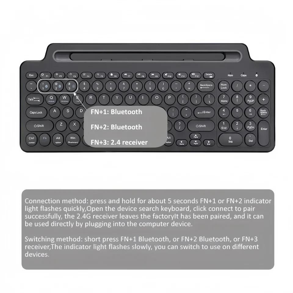 Tri-Mode Dual Bluetooth Keyboard 2.4G Bluetooth Keyboard Wireless Keyboard with Touchpad Gaming Keyboard with Card Slot for Windows Android IOS Tablet
