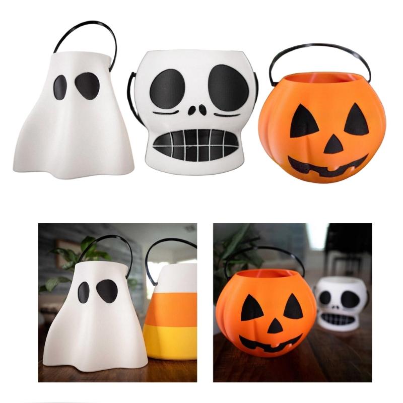 Retro Halloween Treat Container Plastic Candy Bucket For Halloween Party Home Decorations Indoor and Outdoor