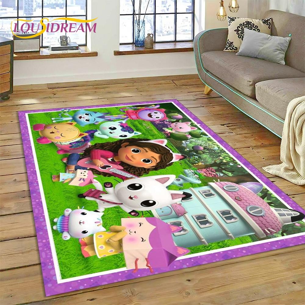 Cartoon Cute Gabbys Dollhouse Girl Rug Carpet for Living Room Bedroom Home Decor,Non-slip Decoration for Sofa Doormat Gifts Kid
