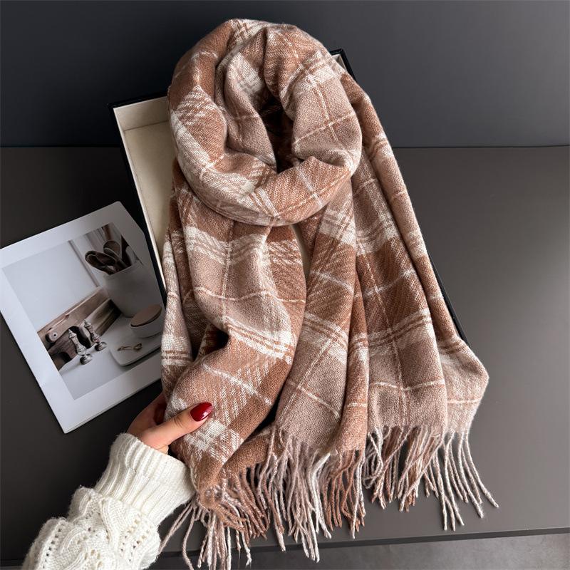 

68*200cm Big Size Outdoor Stripe Designer Luxury Winter Warm Scarf Women Cashmere Shawl Blanket Wrap Pashmina Tassel 68x200cm