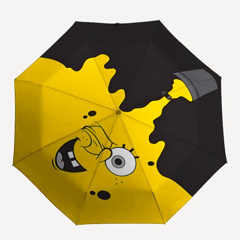 1pc SpongeBob Self-Folding Umbrella, 8-Bone Compact Travel Umbrella, Durable Plastic And Iron Frame109