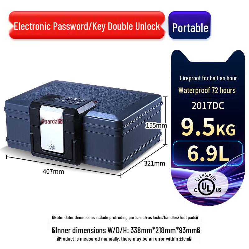 GUARDA 2017DC Fireproof Waterproof Portable Top-Opening Safe with Electronic Lock