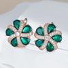 Shiny Green Natural Zircon Drop Earrings For Women Trend  Rose Gold Color Bride Wedding Fine Jewelry Crystal Gift
