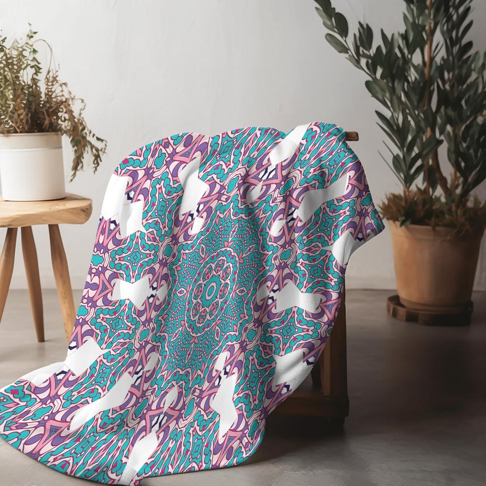 Boho Paisley Floral Print Fleece Blanket Throw Soft Cozy Bed Sofa Decorative Cushion Cover Gift