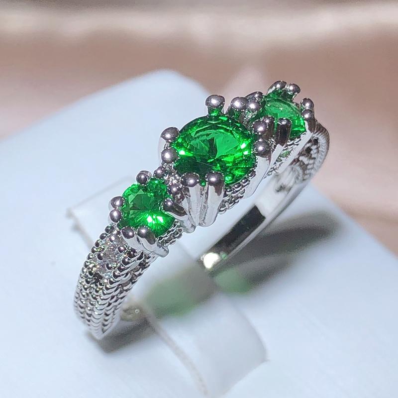 

Винтажные свадебные кольца цвета меди для женщин Штамп Мода Зеленый циркон Помолвочное кольцо-обещание Кристалл Разноцветный камень рождения 10