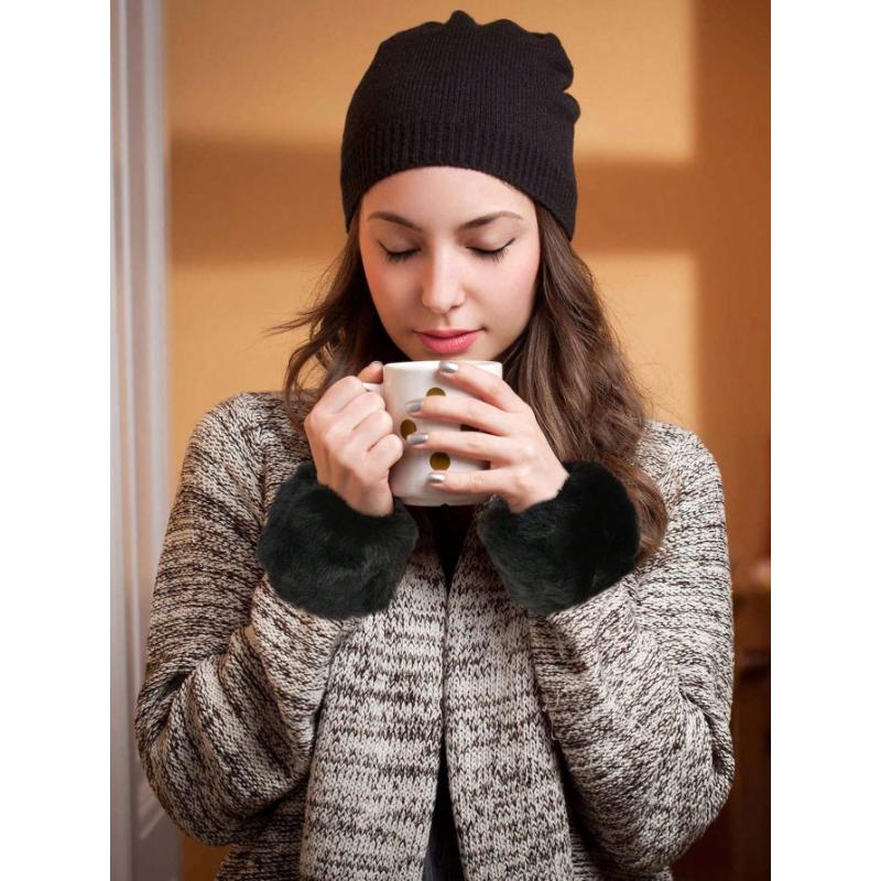 1 Pair Faux Fur Short Wrist Cuff, Elegant & Cute Fingerless Arm Warmer Sleeve For Women, Suitable For Daily Wear, Party, New Year Events