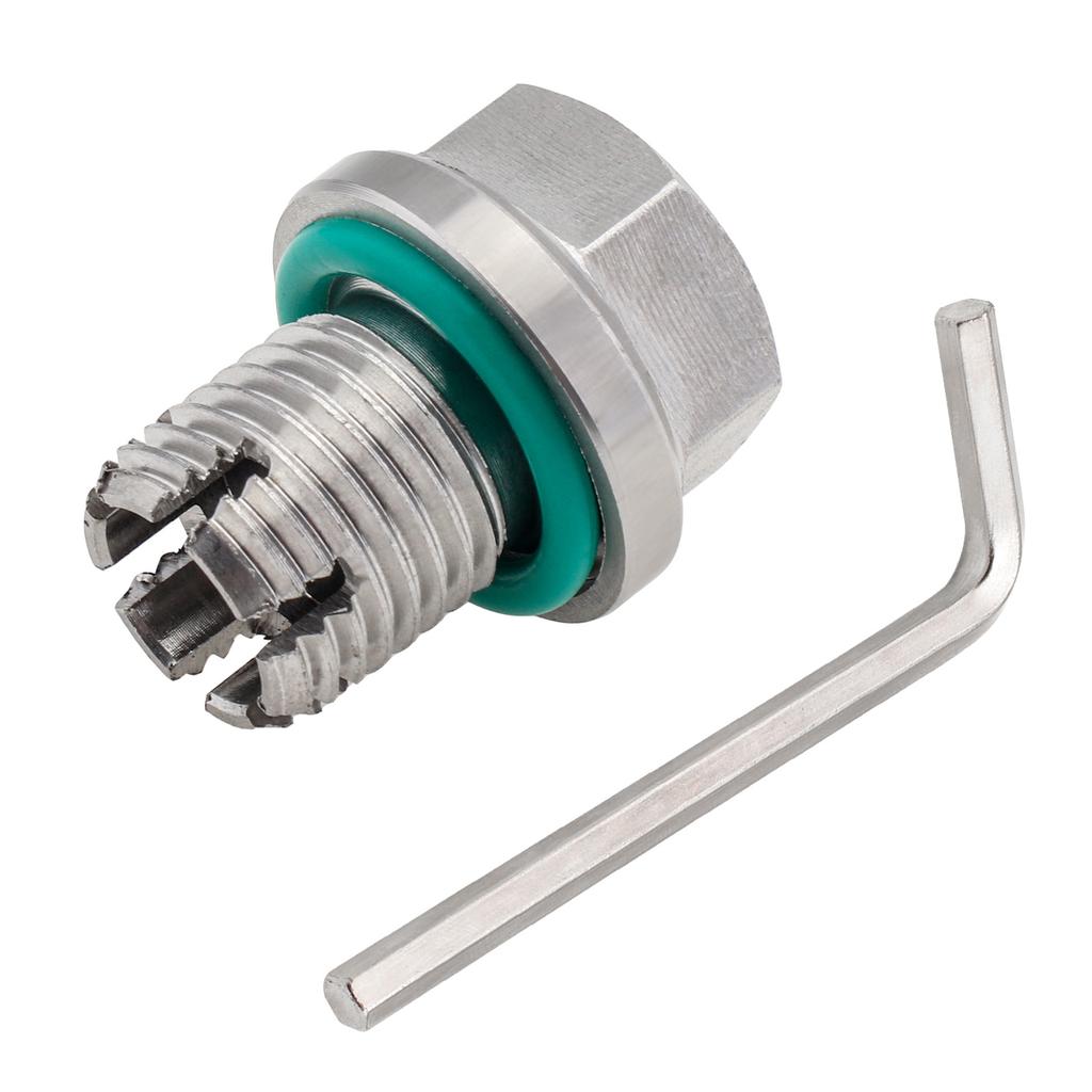 M14.1X1.5 Edelstahl Selbstschneidende Ölablassschraube Gewindereparaturset mit O-Ring Inbusschlüssel für Ölwanne Silber