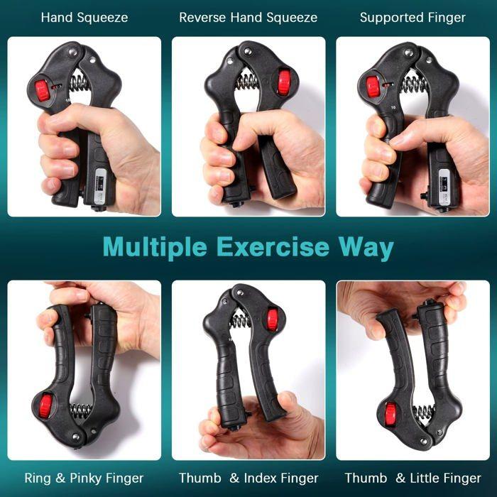 Pince de musculation - VINABO - Hand Grip - Résistance ajustable 5-30 kg - Compteur mécanique - Portable