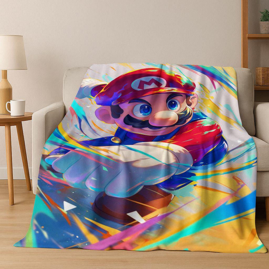 26 Style Mario Cartoon Gift Flannel Blanket,Warm and Cozy Soft Throw Blanket for Home Bedroom Bed Sofa Travel Picnic Cover Kids