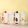 New Cute Cartoon Insulated Stainless Steel Water Cup with Straw and Handheld Rope