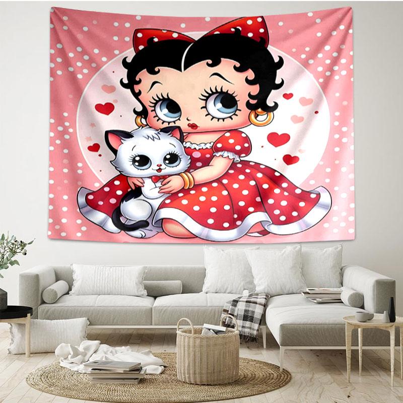 Betty Boop Print Tapestry - Portable Wall Decor Cloth, for Home, Dorm, Travel, Bedroom, Living Room - Ideal Birthday Housewarming Gift