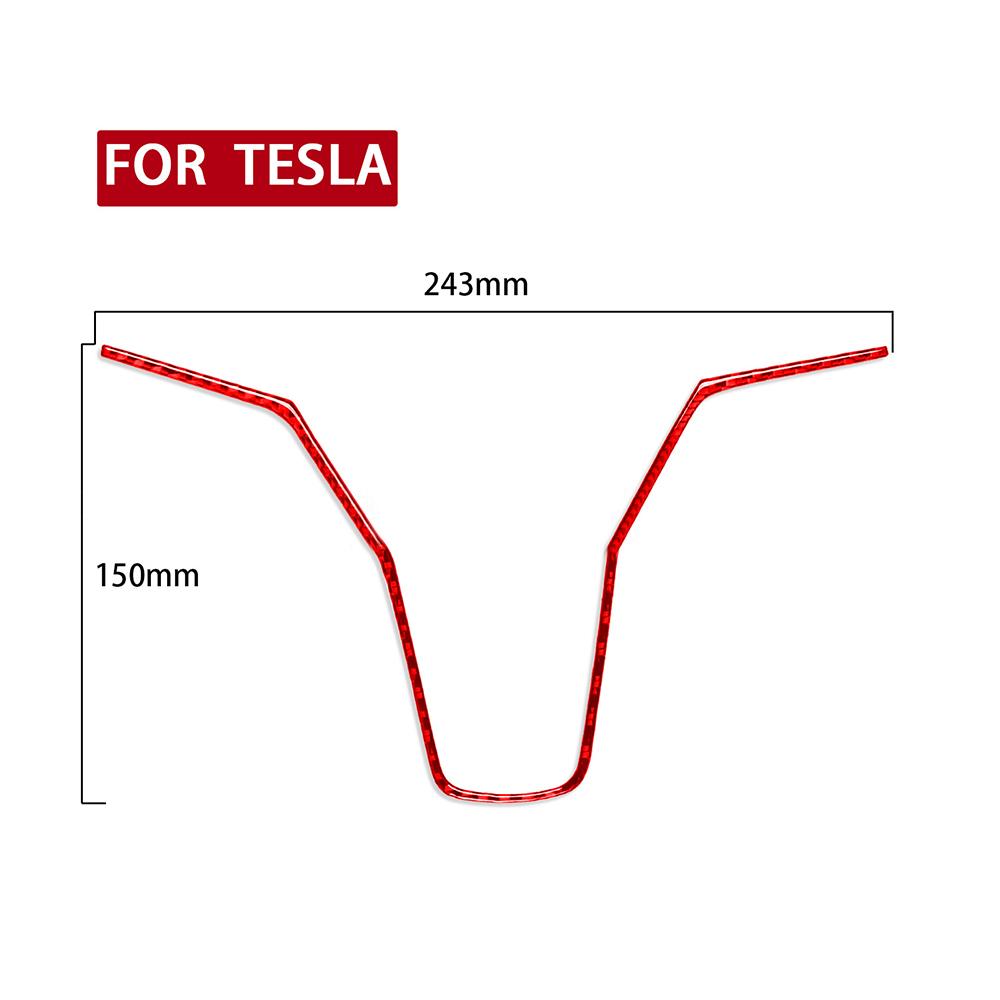 Interiør Ratt Hake Deksel Trim i Karbonfiber For Tesla Model Y/3