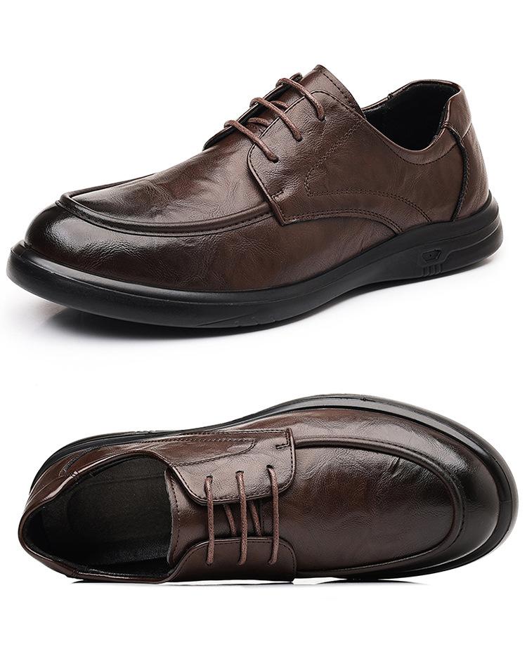 Modă Toamnă Noi Pantofi Loafers cu Talpă Moale pentru Bărbați Culoare Solidă Șireturi Modă Pantofi Casual Bărbat Afaceri Bărbat de Vârstă Mijlocie Pantofi din Piele