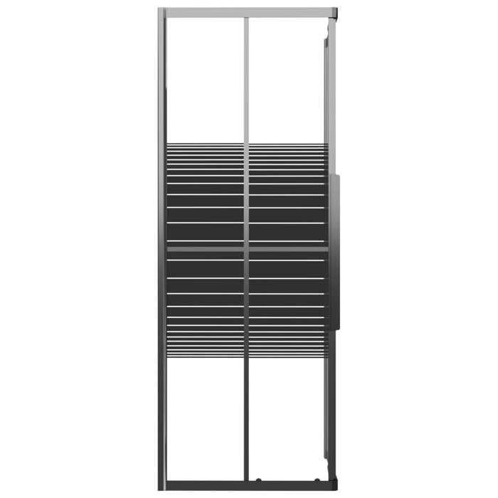 Cabine de douche - À rayures - 80x80x180 cm - Verre ESG 4 mm - Cadre aluminium noir