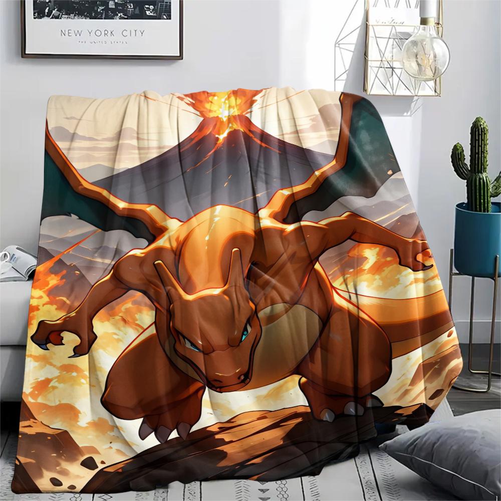 Charmander pattern Flannel Blanket, High quality Comfortable for All Seasons, Home Decor, Warmth and Comfort, Perfect for Gifts.